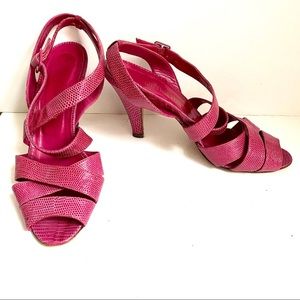 Neiman Marcus Pink Strappy Heeled Sandals